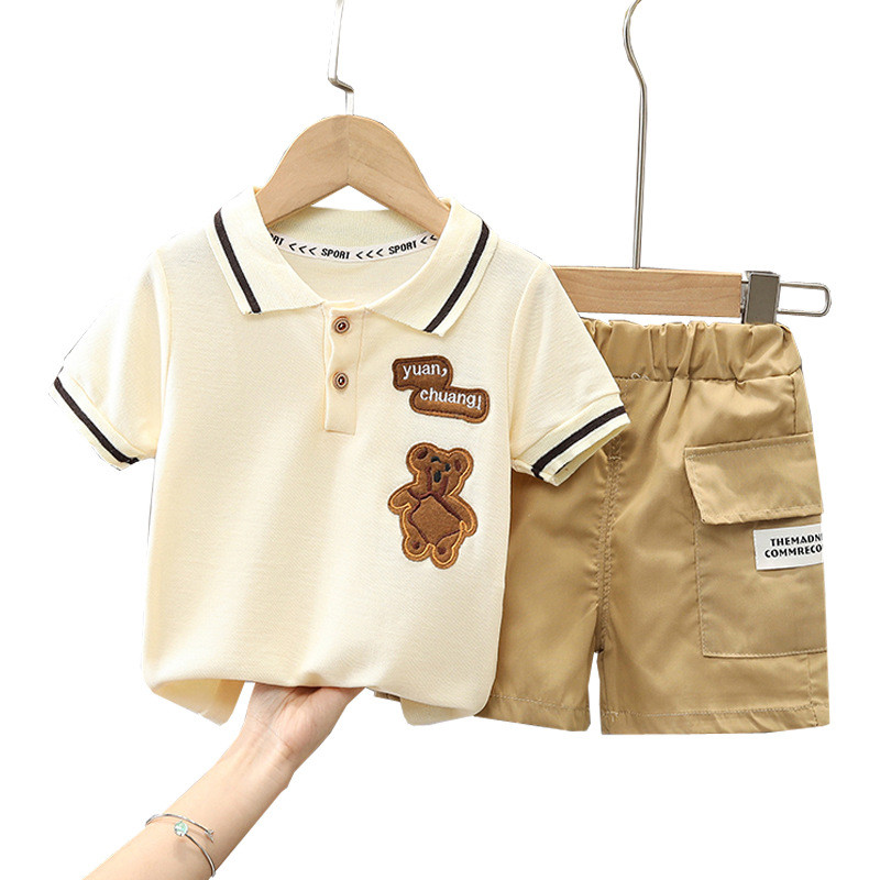 Terno de verão infantil, camisa Polo Shorts terno de duas peças, adequado para crianças de 0 a 5 anos