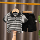 Terno de verão infantil, camisa Polo Shorts terno de duas peças, adequado para crianças de 0 a 5 anos