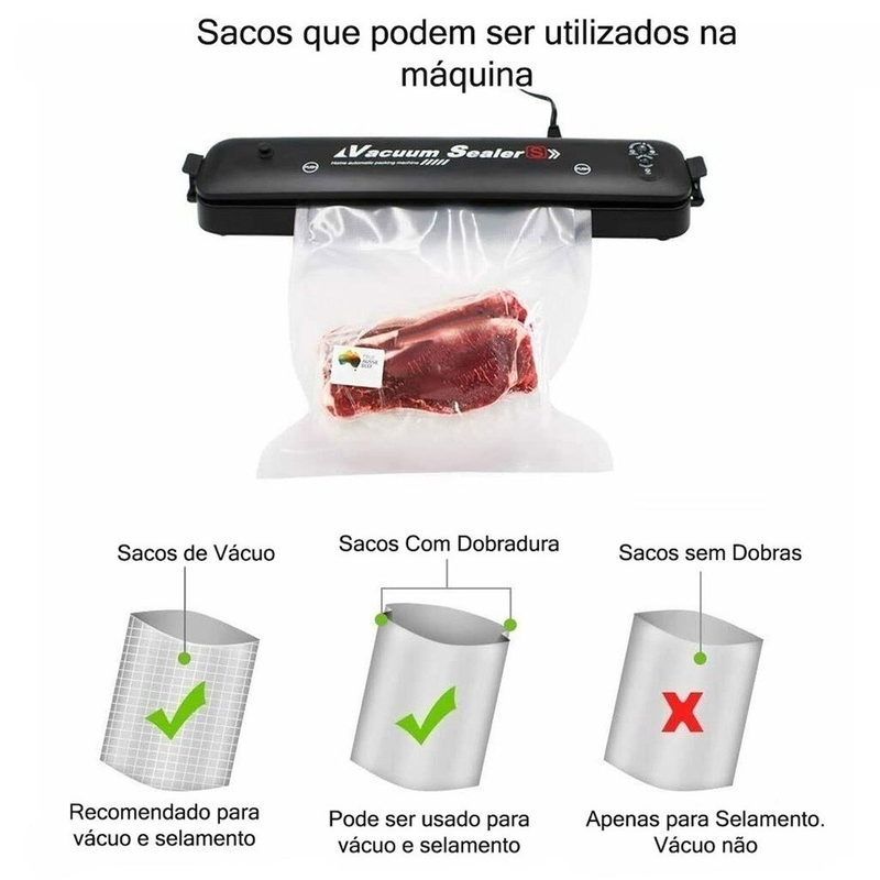 Seladora a vacuo de Alimentos Doméstica Bivolt Hermética Vacuum Sealer