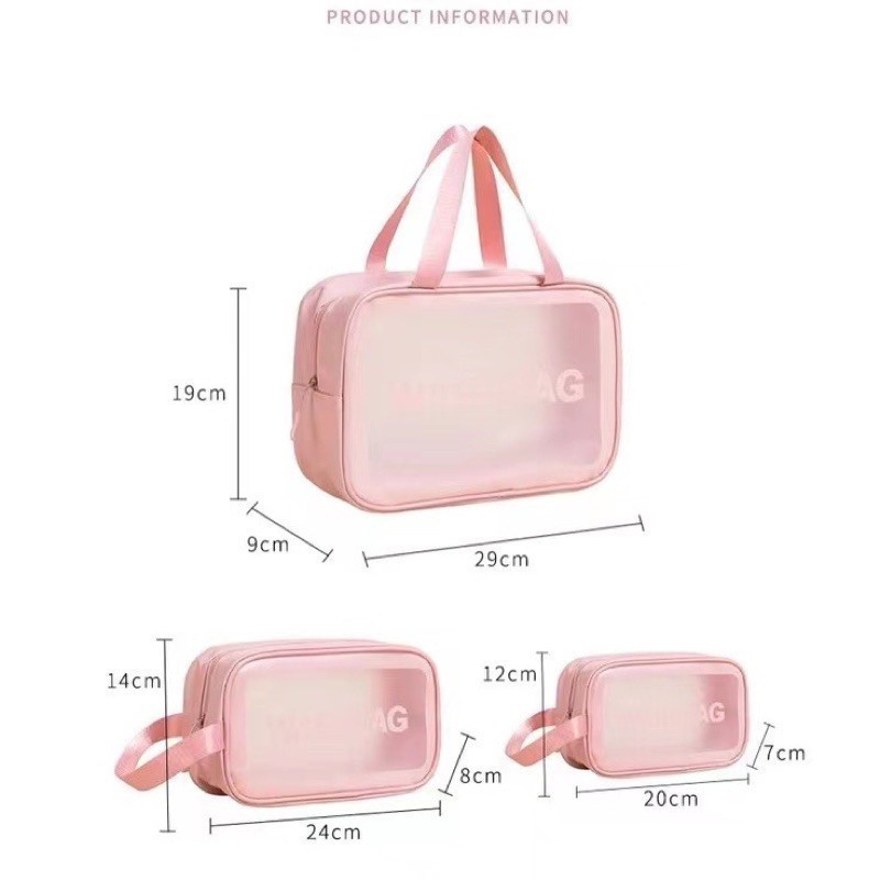 Kit 3 Necessaire Maquiagem Transparente WashBag A Prova De Água 332