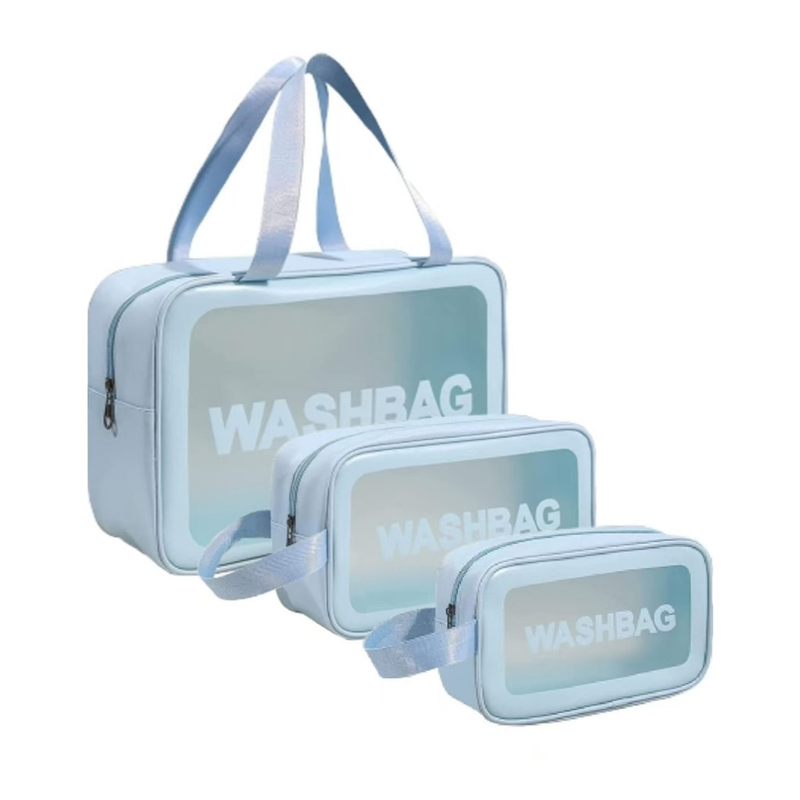 Kit 3 Necessaire Maquiagem Transparente WashBag A Prova De Água 332