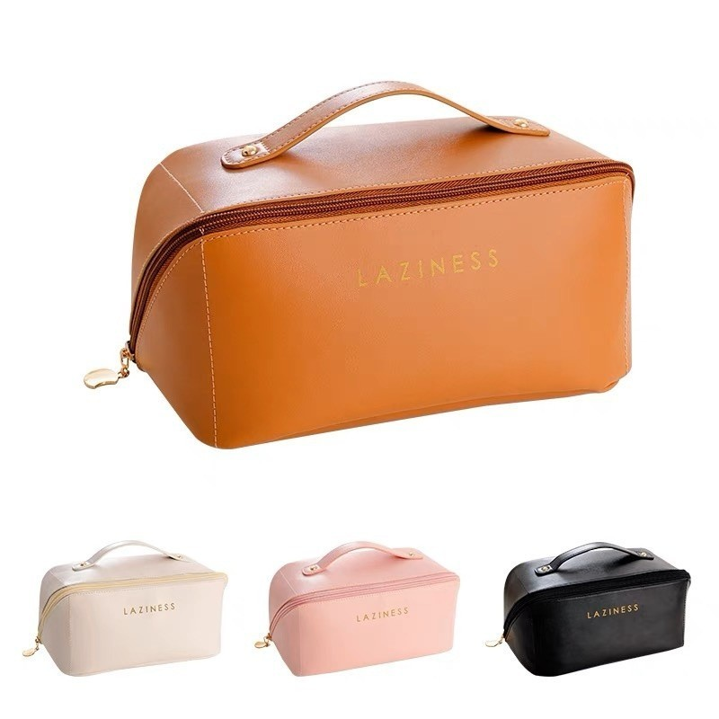 Kit 2 Bolsa Necessaire Feminino Cosmético De Couro PU De Grande Capacidade Em Alto Qualidade