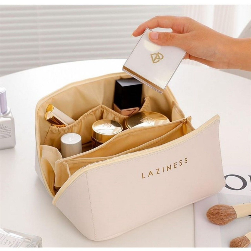 Kit 2 Bolsa Necessaire Feminino Cosmético De Couro PU De Grande Capacidade Em Alto Qualidade