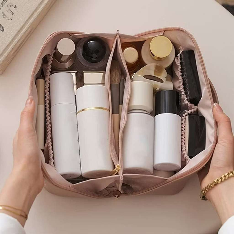 Kit 2 Bolsa Necessaire Feminino Cosmético De Couro PU De Grande Capacidade Em Alto Qualidade