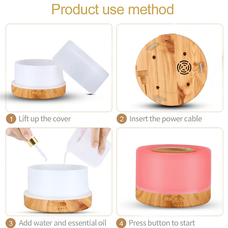 Difusor De Aromas, Umidificador De Ar Ultra-Sônico 500Ml