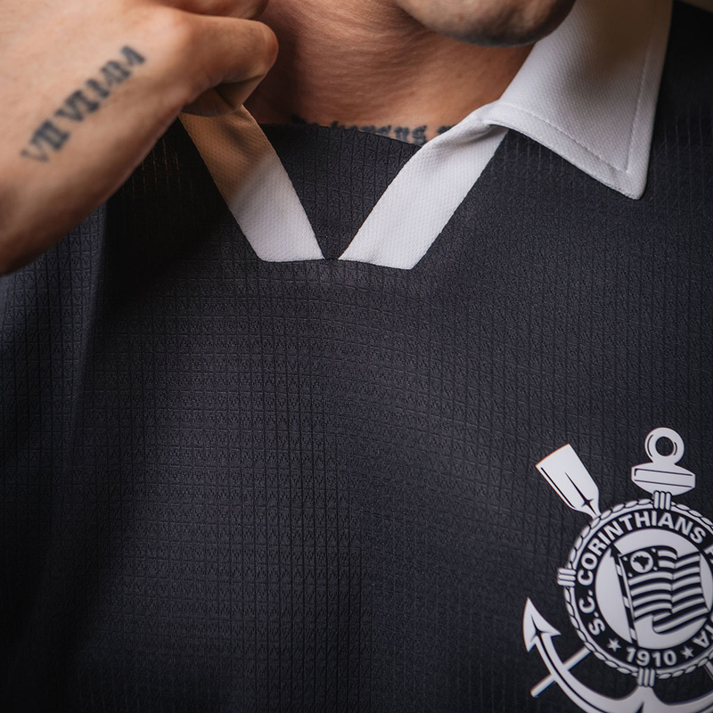 Camisa Polo Corinthians Preta Casual Masculina Oficial