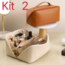 Kit 2 Bolsa Necessaire Feminino Cosmético De Couro PU De Grande Capacidade Em Alto Qualidade
