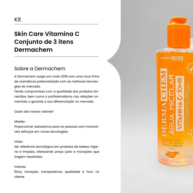 Kit Skin Care Vitamina C Conjunto de 3 itens Dermachem