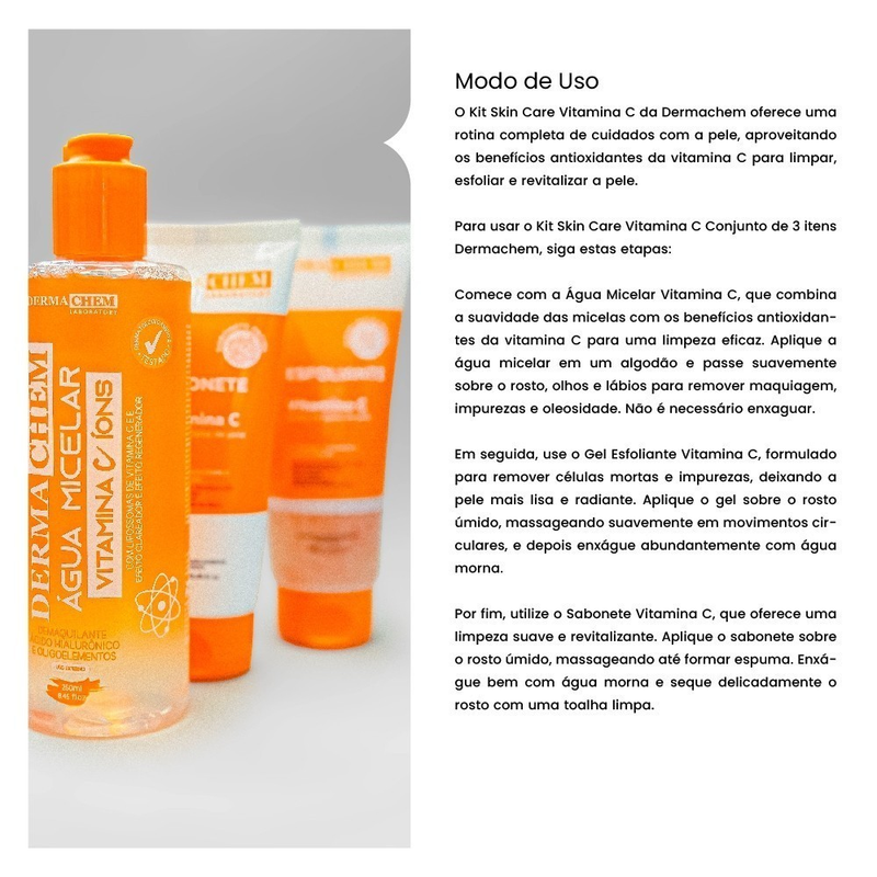 Kit Skin Care Vitamina C Conjunto de 3 itens Dermachem