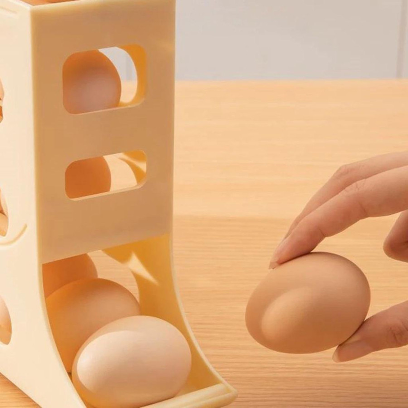 Porta Ovos 4 Andares Rolante em Plástico para Geladeira Organizador 20 a 30 Ovos