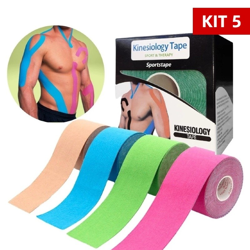 Fita Knesio Tape Bandagem adesiva funcional alivia a dor lesão atleta Tape Fisioterapia Rolo Adesivo 5mx5cm