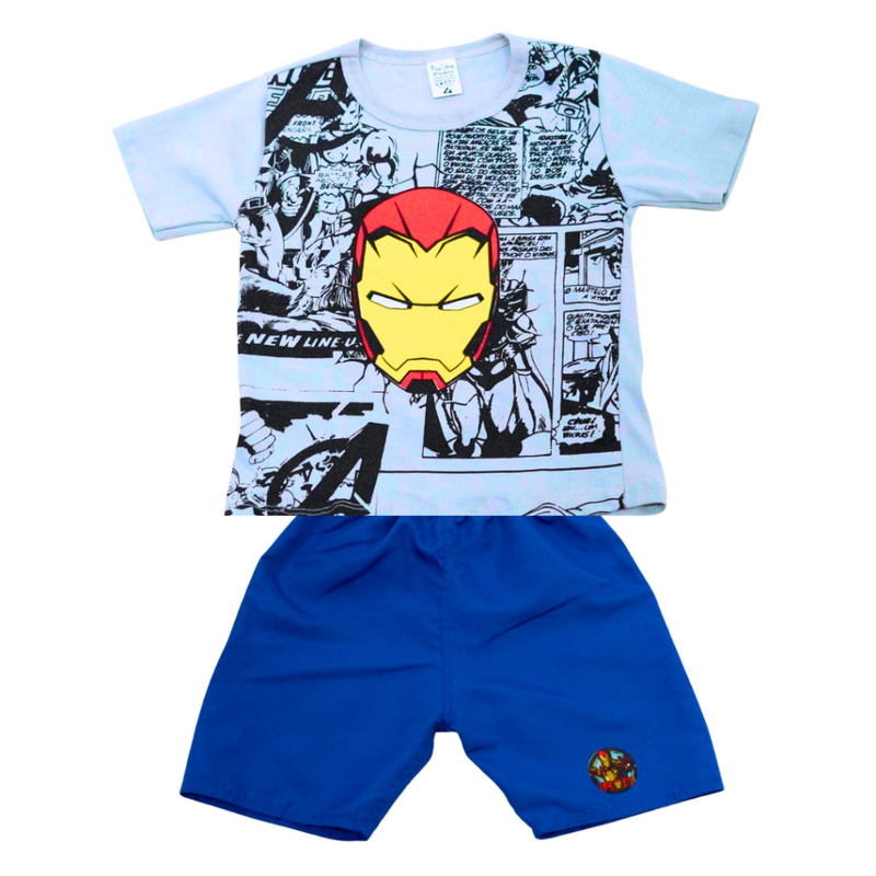 Kit Infantil Sortido 12 Peças De Roupas Menino Verão - 6 Camisetas + 6 Bermudas
