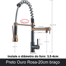 Torneira Gourmet Cozinha Monocomando Premium Preto Móvel Misturador Mono Comando com Spray Articulado