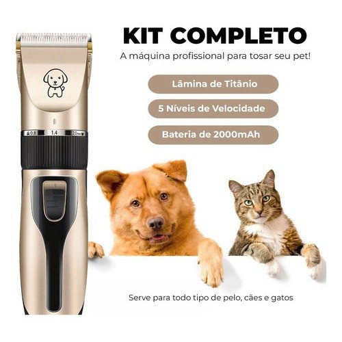 Kit Máquina Para Tosar Pet + Tesoura + Pente + Lixa Máquina Profissional Para Cachorro & Gato
