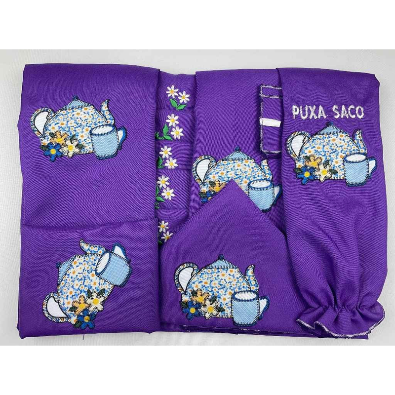 Kit Jogo de Cozinha 13 Peças Completo Com Cortina e Toalha de Mesa