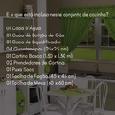 Kit Jogo de Cozinha 13 Peças Completo Com Cortina e Toalha de Mesa