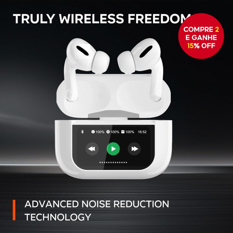 ANC Sem Fio Bluetooth 5.3 Fone De Ouvido Com Display Inteligente Hi-Fi Som À Prova Dwaterproof Água EQ Modo Transparente